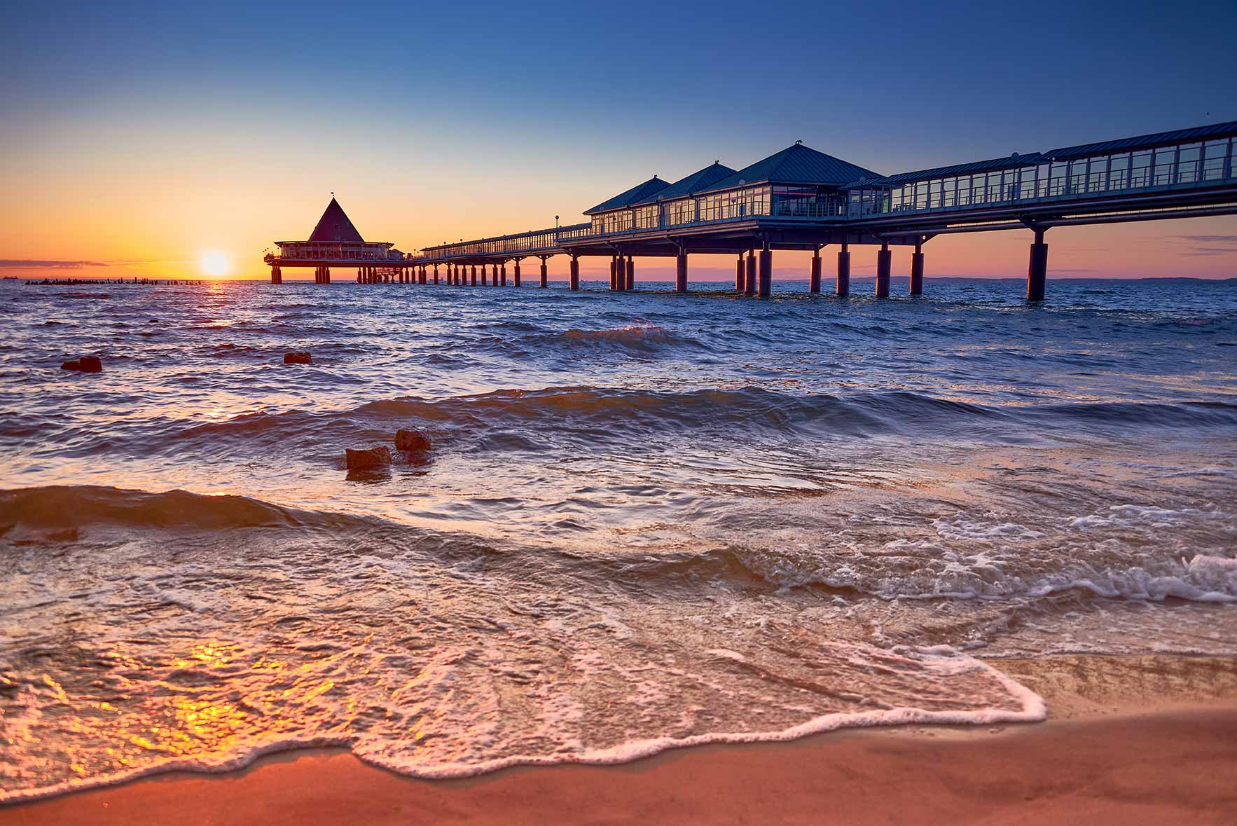 Pier auf Usedom bei Sonnenuntergang