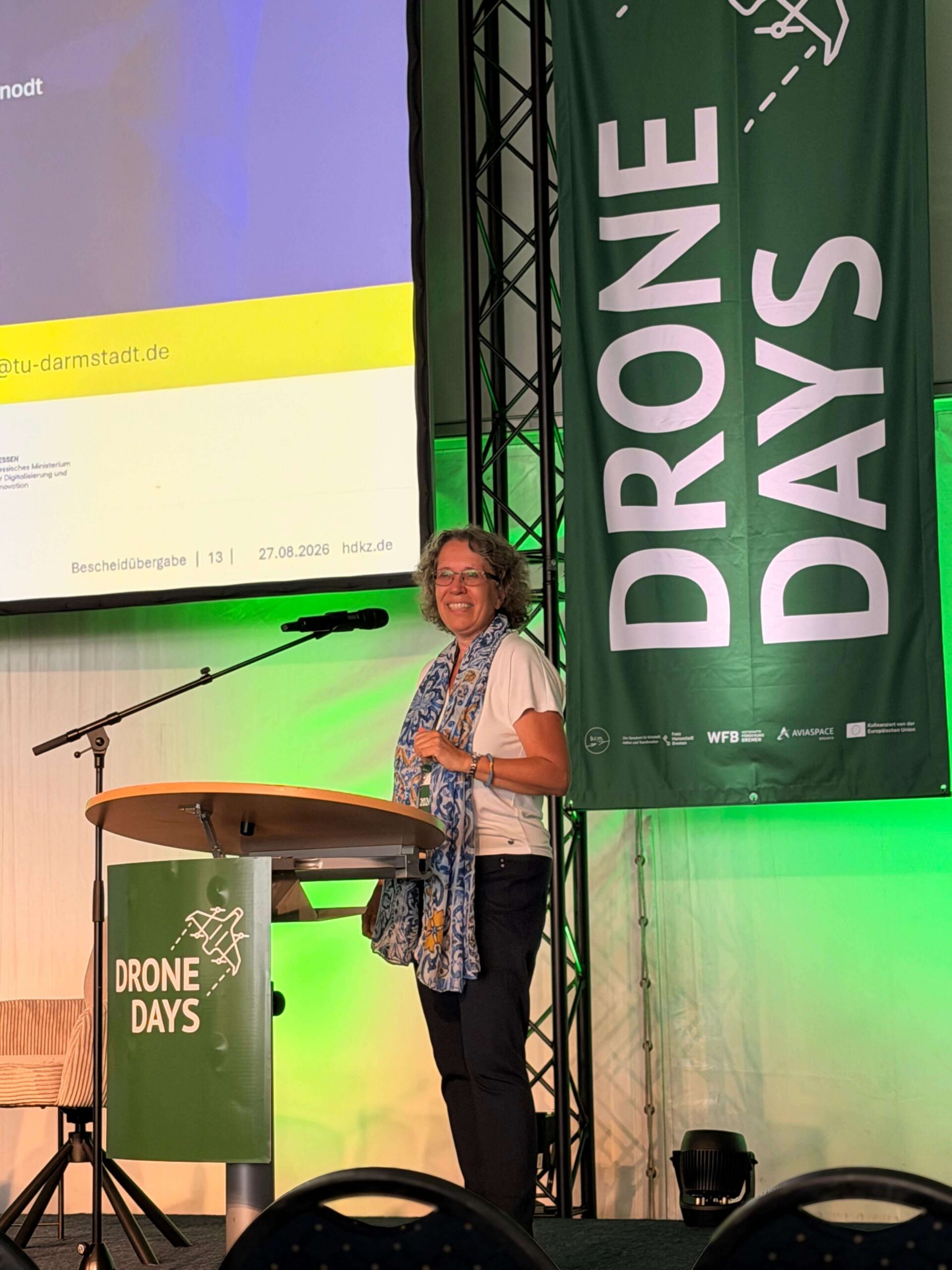 Michelle Knodt bei Ihrer Rede bei den Drone Days